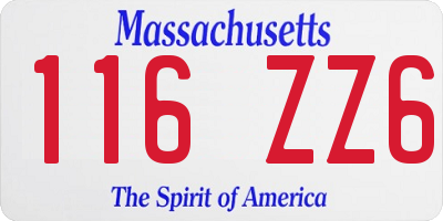 MA license plate 116ZZ6