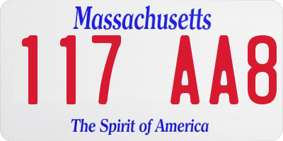 MA license plate 117AA8