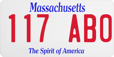 MA license plate 117AB0