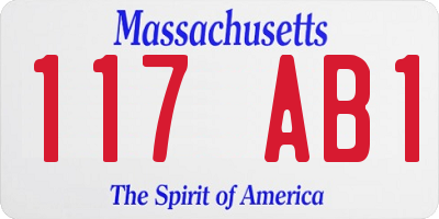 MA license plate 117AB1
