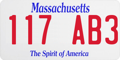 MA license plate 117AB3