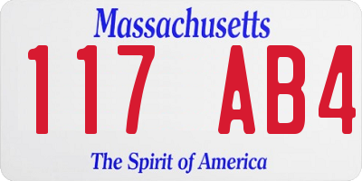 MA license plate 117AB4