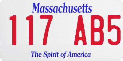 MA license plate 117AB5