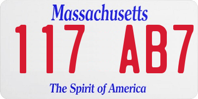 MA license plate 117AB7