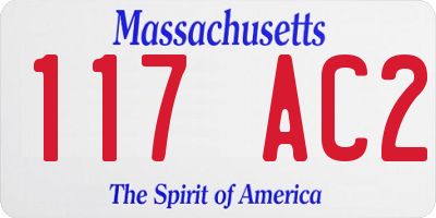 MA license plate 117AC2