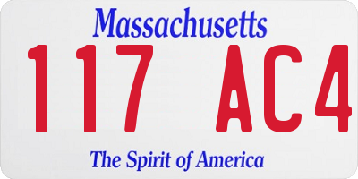 MA license plate 117AC4