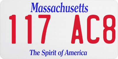 MA license plate 117AC8
