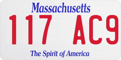 MA license plate 117AC9