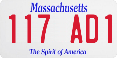 MA license plate 117AD1