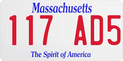 MA license plate 117AD5