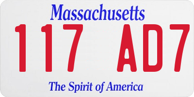 MA license plate 117AD7