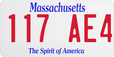 MA license plate 117AE4