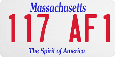 MA license plate 117AF1