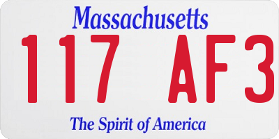 MA license plate 117AF3