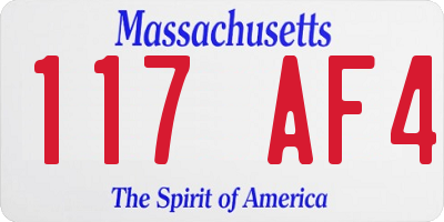 MA license plate 117AF4