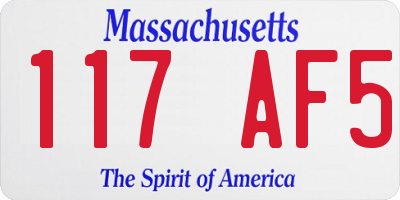MA license plate 117AF5