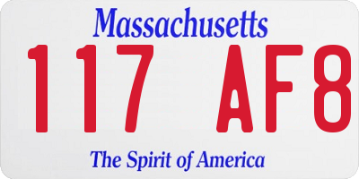 MA license plate 117AF8