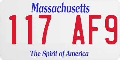 MA license plate 117AF9