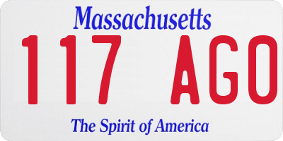 MA license plate 117AG0