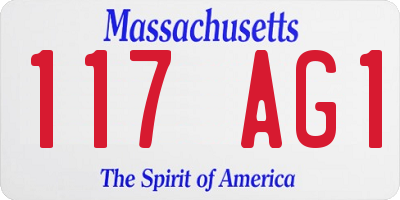 MA license plate 117AG1