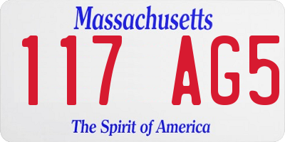 MA license plate 117AG5