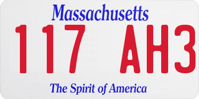 MA license plate 117AH3