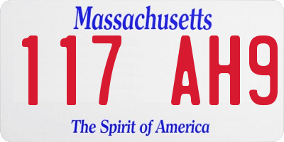MA license plate 117AH9