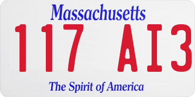 MA license plate 117AI3