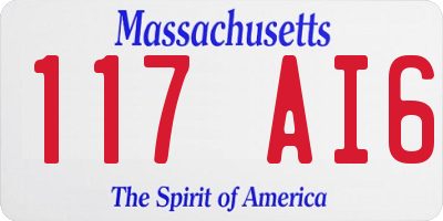 MA license plate 117AI6