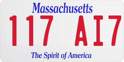 MA license plate 117AI7