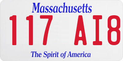 MA license plate 117AI8