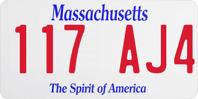 MA license plate 117AJ4
