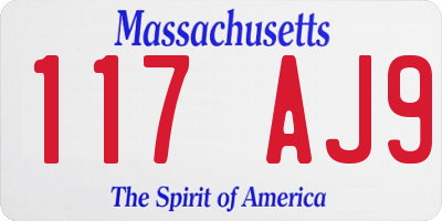 MA license plate 117AJ9