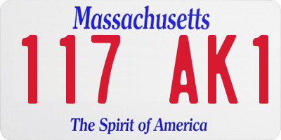 MA license plate 117AK1