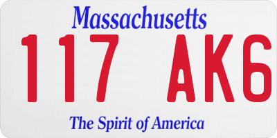 MA license plate 117AK6