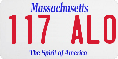 MA license plate 117AL0