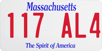 MA license plate 117AL4