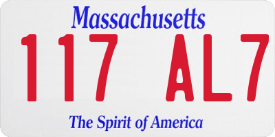 MA license plate 117AL7