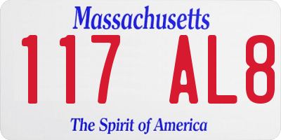 MA license plate 117AL8