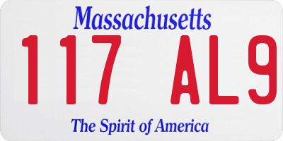 MA license plate 117AL9