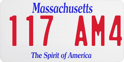 MA license plate 117AM4
