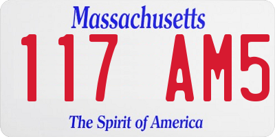 MA license plate 117AM5