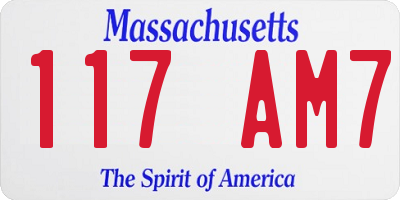 MA license plate 117AM7