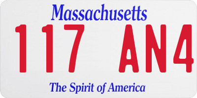 MA license plate 117AN4