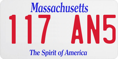 MA license plate 117AN5