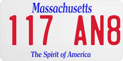 MA license plate 117AN8