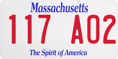 MA license plate 117AO2