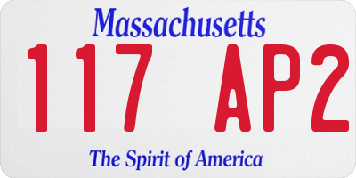 MA license plate 117AP2