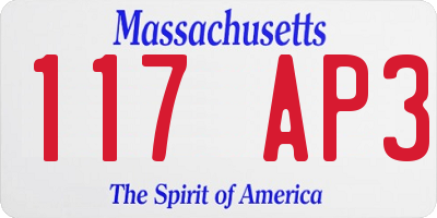 MA license plate 117AP3