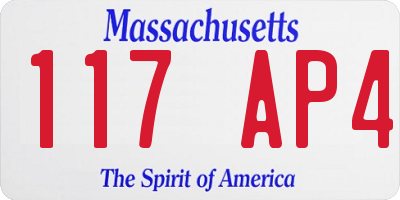MA license plate 117AP4